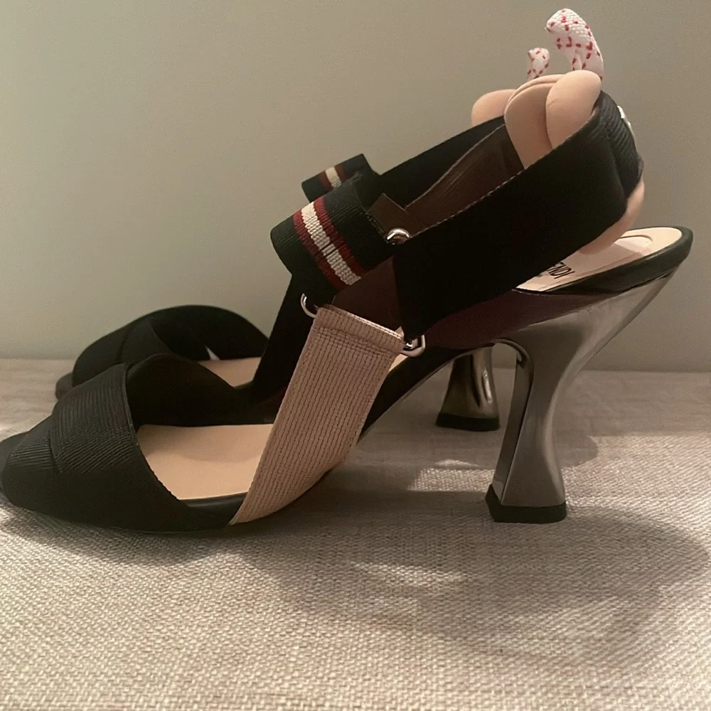 Fendi Black and Beige “Colibri” Strappy Heels - Picture 3 of 8